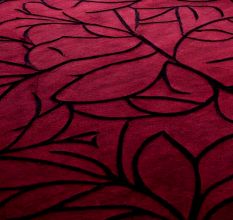 Handtufted Crimson Vine Pattern Wool Rug