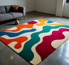 Handtufted Playful Waves Color Wool Rug