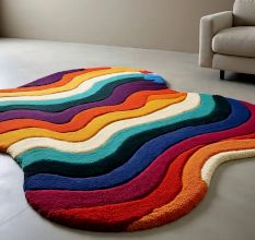 Handtufted Layered Sunset Ripple Wool Rug