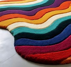 Handtufted Layered Sunset Ripple Wool Rug