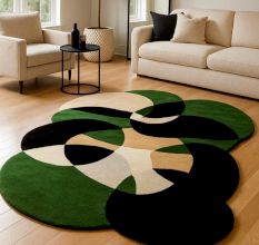 Handtufted Green Lily Pad Wool Rug