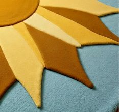 Handtufted Golden Sunburst Play Wool Rug