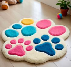 Handtufted Playful Paw Print Wool Rug