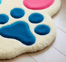 Handtufted Playful Paw Print Wool Rug