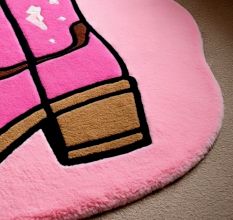 Handtufted Pink Cowboy Boot Wool Rug