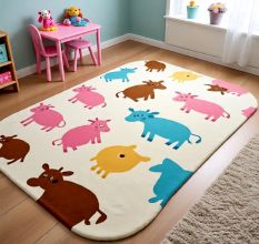 Handtufted Colorful Farm Friends Wool Rug