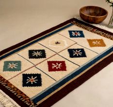 Handknotted Vintage Diamond Wool Rug