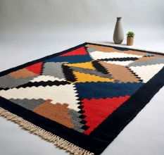 Handknotted Bold Tribal Kilim Wool Rug