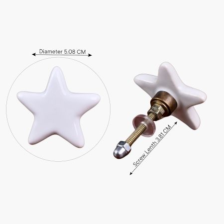Solid White Star Ceramic Cabinet Knob