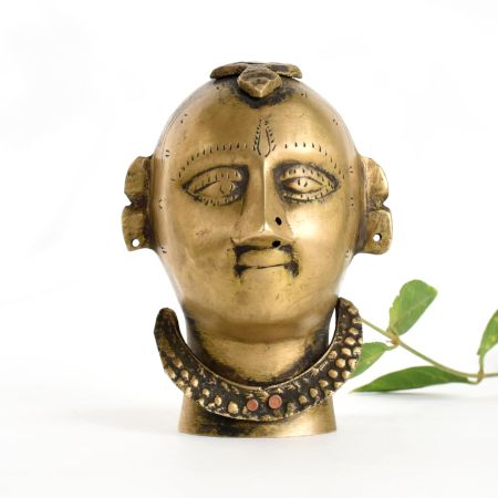 Tribal Brass Gauri Head Statue for Home Decoration