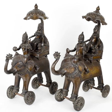 Divine Elephant Chariot Pair for Decoration