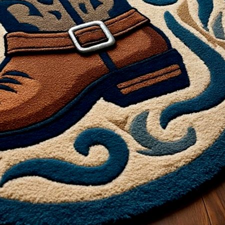 Handtufted Western Boot Emblem Wool Rug