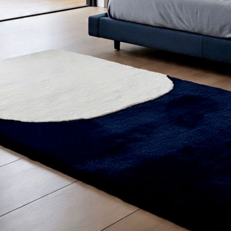 Handtufted Navy Minimalist Wool Rug