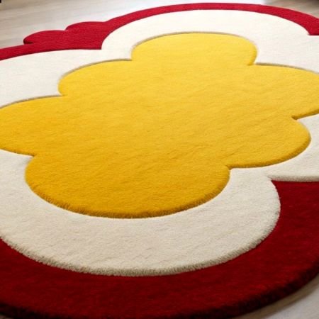 Handtufted Sunshine Blossom Round Wool Rug