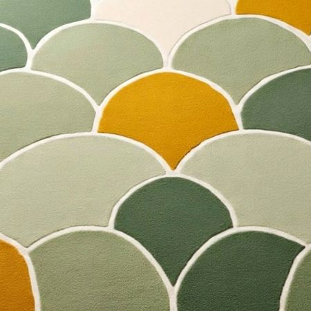 Handtufted Green Scallop Cascade Wool Rug