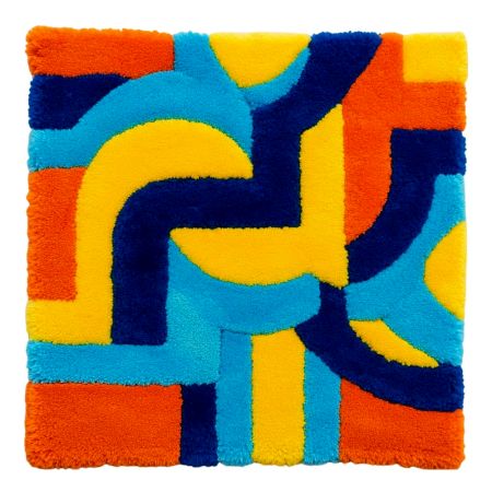 Handtufted Retro Arc Puzzle Wool Rug