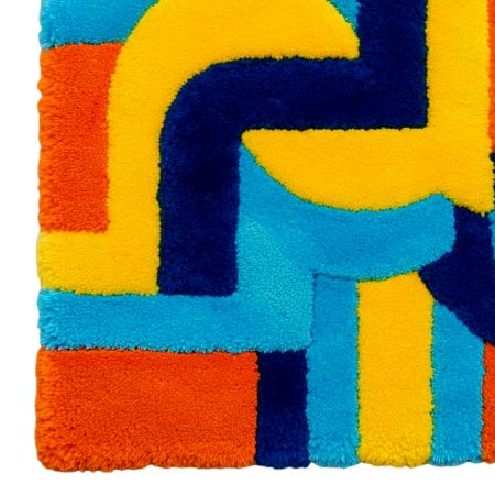 Handtufted Retro Arc Puzzle Wool Rug