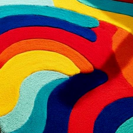 Handtufted Rainbow Wave Blob Wool Rug