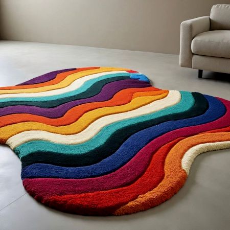 Handtufted Layered Sunset Ripple Wool Rug