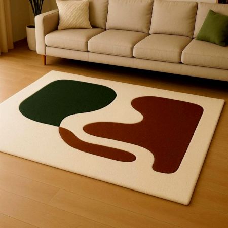 Handtufted Minimal Green Accent Wool Rug