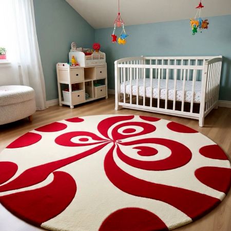 Handtufted Cherry Swirl Nursery Wool Rug