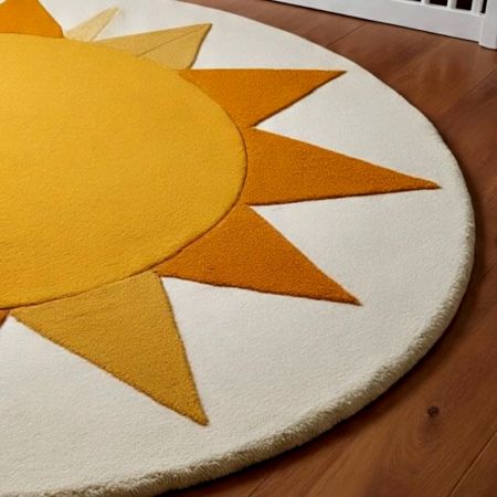 Handtufted Radiant Sun Wheel Wool Rug