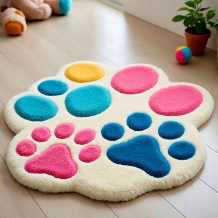 Handtufted Playful Paw Print Wool Rug