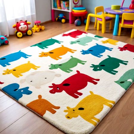 Handtufted Animal Jigsaw Play Wool Rug