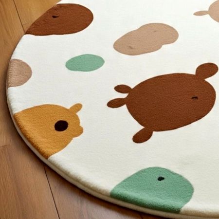 Handtufted Playful Critter Round Wool Rug