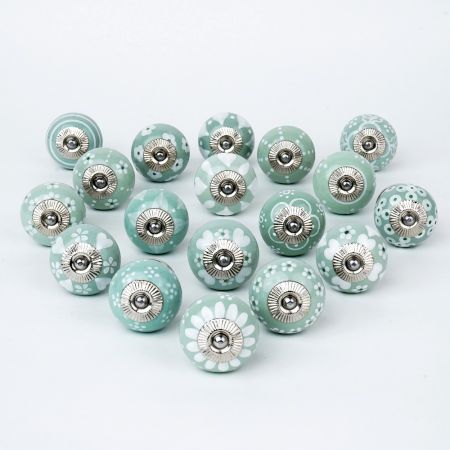 Green Ceramic Drawer Knobs Combo for Drawer (18 Pieces)