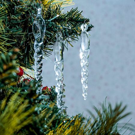 20 Pieces Clear Glass Icicle Ornaments – Elegant Christmas Tree Hanging Decorations