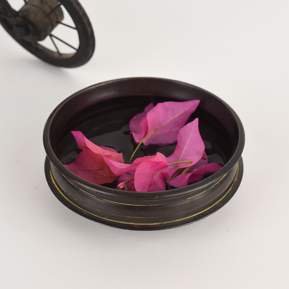 Vintage Floral Brass Urli for Home Decor