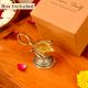 Brass Lotus Shape Oil Lamp On Stand With Handle