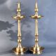 Vintage Brass Oil Lamp Pair with Lingam South Kerala Art