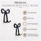 3 Pieces Decorative Black Aluminium Bow Wall Hooks