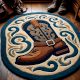 Handtufted Western Boot Emblem Wool Rug