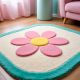 Handtufted Pink Blossom Border Wool Rug