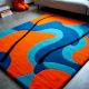 Handtufted Blue Orange Ripple Wool Rug