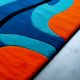 Handtufted Blue Orange Ripple Wool Rug