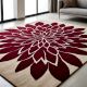 Handtufted Crimson Petal Burst Wool Rug