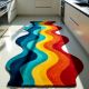 Handtufted Rainbow Wave Runner Wool Rug