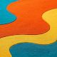 Handtufted Orange Teal Wave Wool Rug