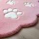 Handtufted Pink Pawprint Play Wool Rug