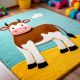 Handtufted Happy Cow Cartoon Wool Rug