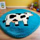 Handtufted Blue Cow Cartoon Wool Rug