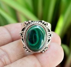 Malachite 925 Sterling Silver Ring Handmade