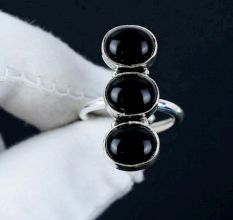 Black Onyx Ring 925 Sterling Silver Handmade Boho Jewelry