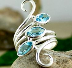 Blue Topaz 925 Sterling Silver Ring Handmade Boho Jewelry
