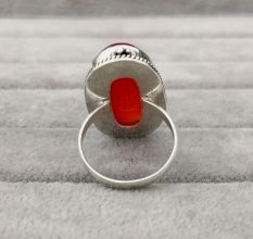 Carnelian Cabochon 925 Sterling Silver Ring Handmade Boho Jewelry