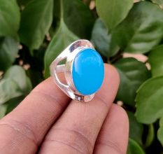 Feroza Turquoise 925 Sterling Silver Ring Handmade Boho Jewelry